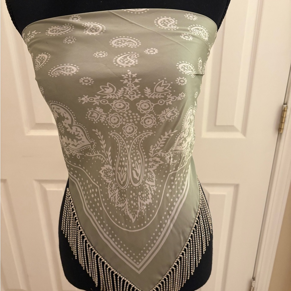 Paisley Bandana Top with Fringe